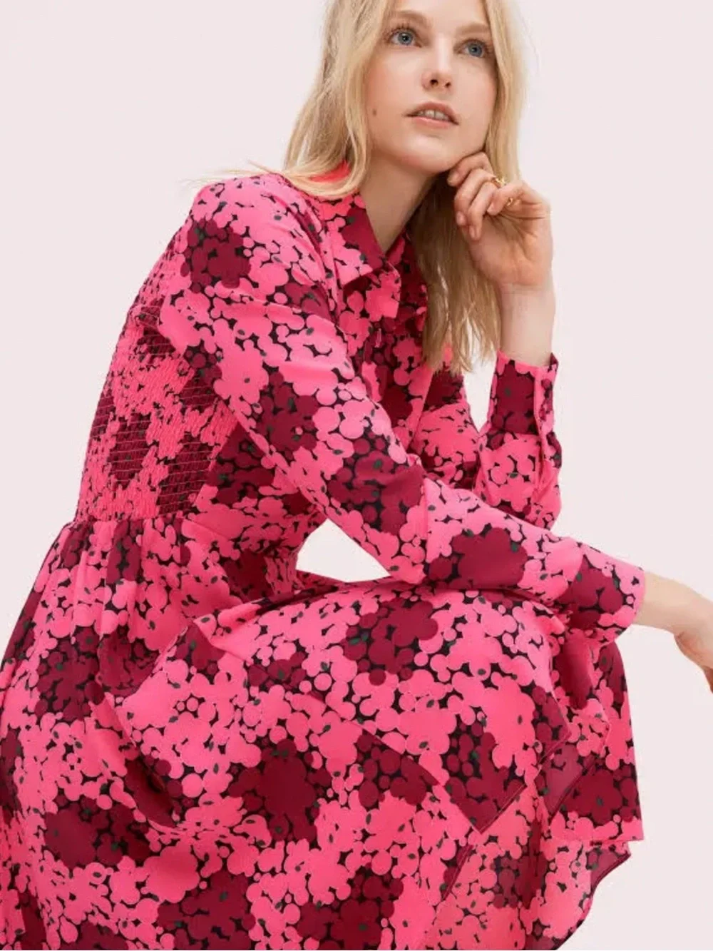 Kate spade Bubble Dot Smocked Dress In Rhubarbjam